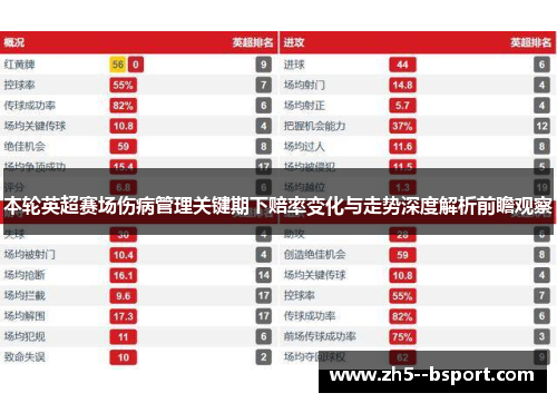 本轮英超赛场伤病管理关键期下赔率变化与走势深度解析前瞻观察